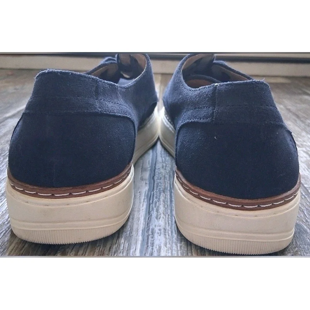 Andrew Marc Edison Men's 9 Navy Suede Derby Sneakers Casual Lace Up Comfort Shoe
